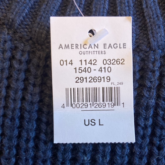 American Eagle Mens Size L Chunky Sweater Striped Colorblocked Green Blue Grey - Picture 7 of 14